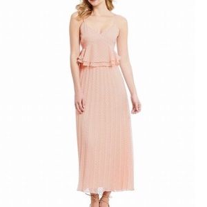 - Gianni Bini Rose Jacquard Ruffle Pleat Mid Dress